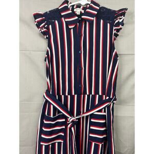 Monteau Girls Striped Button-Up Dress, Size 10